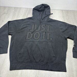 Nike Size Large Black on Black Hoodie Sweatshirt Sweater JUST DO IT Block Letter